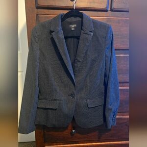 ANN TAYLOR $158 Black Polka Dot Blend Two-Button Blazer Suit Size 12P